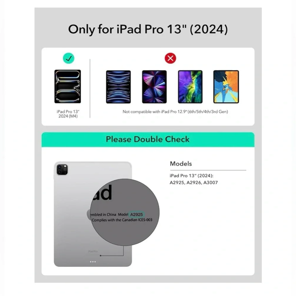 NEW iPad Pro 13” Case w/Keyboard M4 Easy-Set Magnetic Stand Rebound 360 Series